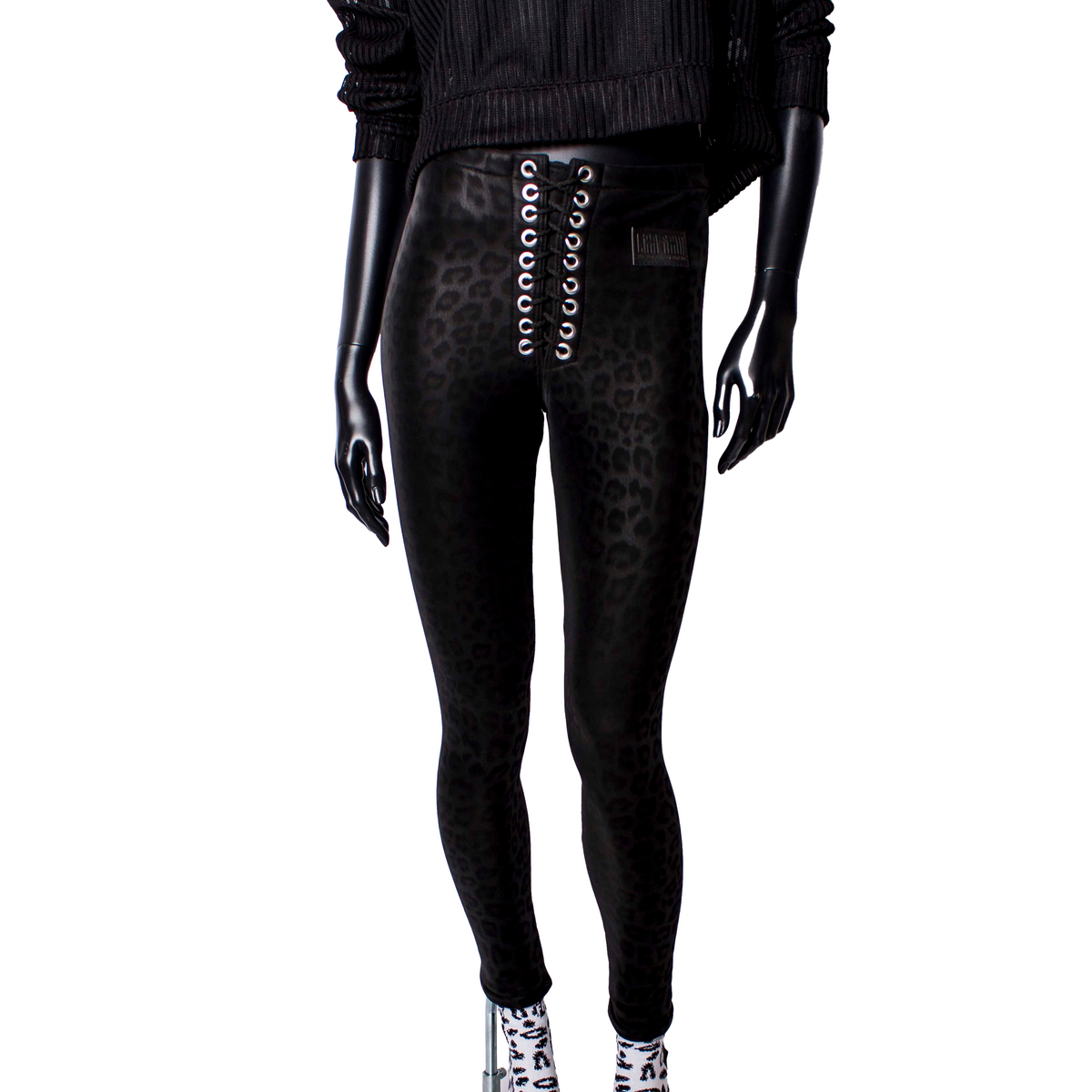 Handmade Lace-Up Leggings: Black Leo