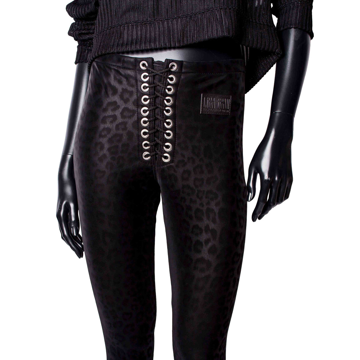 Handmade Lace-Up Leggings: Black Leo