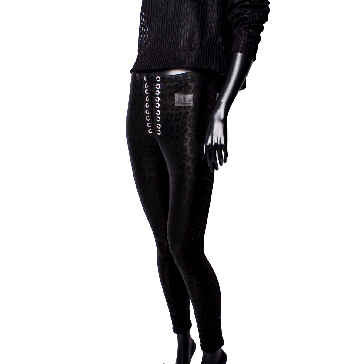 Handmade Lace-Up Leggings: Black Leo