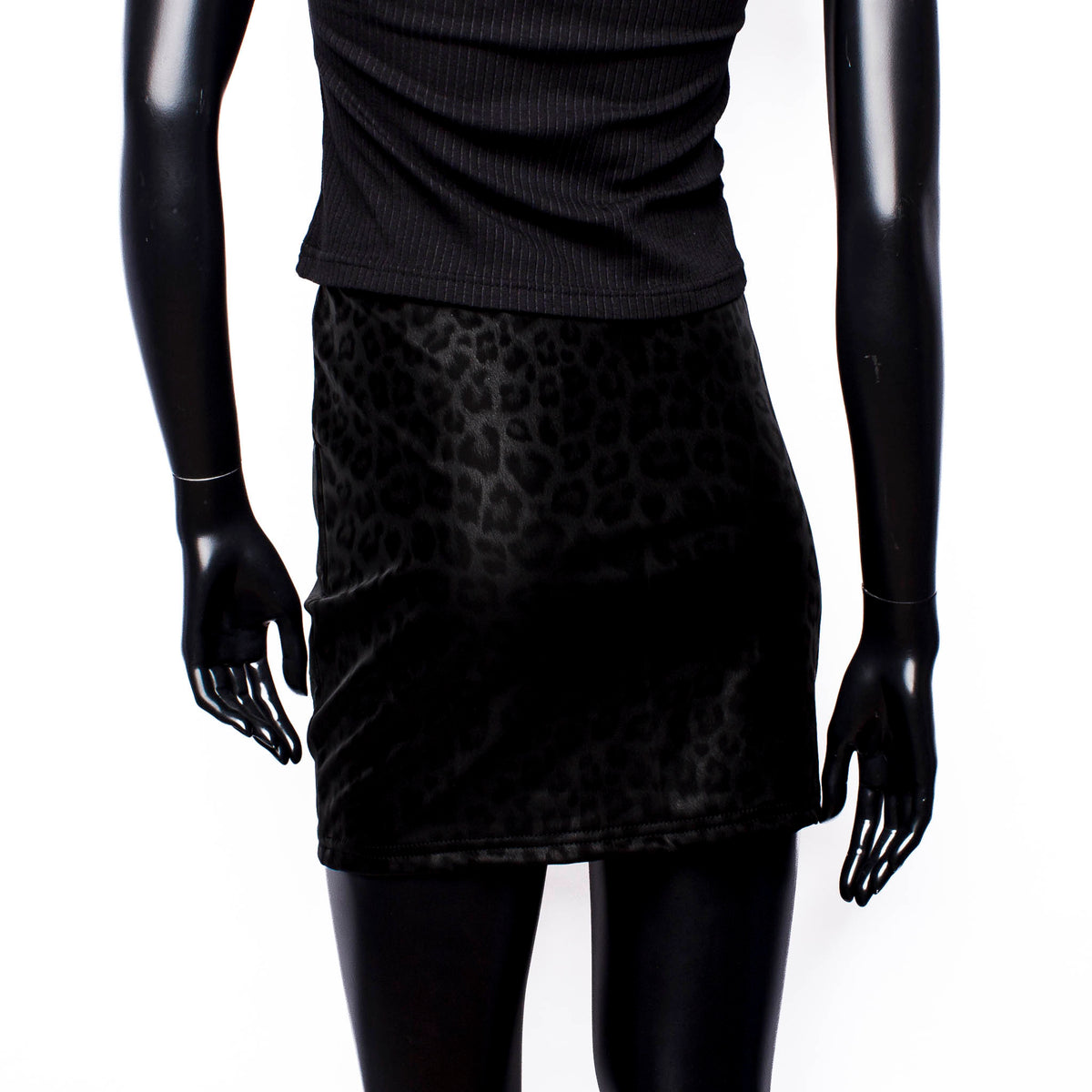 Stretch Skirt: Black Leo